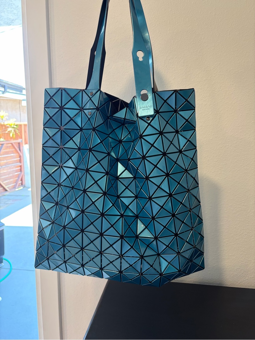 Issey Miyake Bao Bao Metallic Teal Geometric Tote